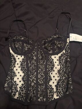 Urban Outfitters Black Lace Overlay Bustier Camisole